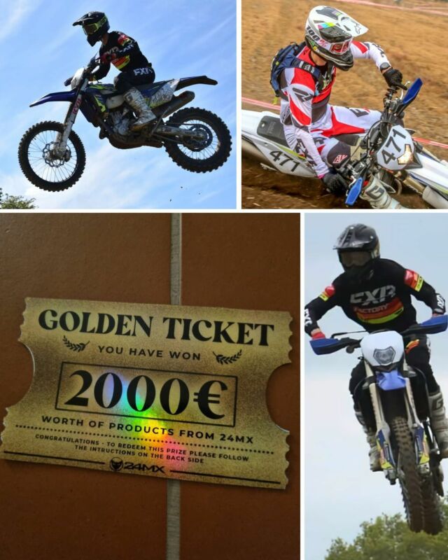 Drumroll!! We have our lucky winner of the Golden Ticket, Tom from Germany. While Tom rides his Sherco SEF300 Factory and a Fantic XXF250, the dream Stark Varg bike is still on his radar. We're all in to deck out his paddock with the coolest gear! Congrats to Tom! Who's next? Time will tell!

#24MX #GoldenTicket #Xmas #XmasSale #LiveTheRide #MX #motocross #cross #enduro #hardenduro #braap